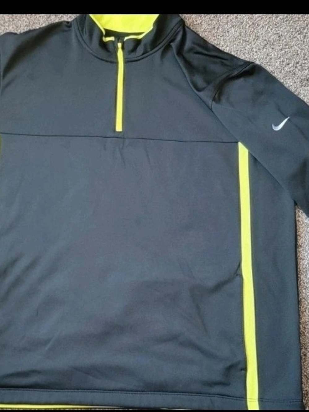 Nike Men’s Black Quarter-Zip Jacket with Neon Yellow Trim